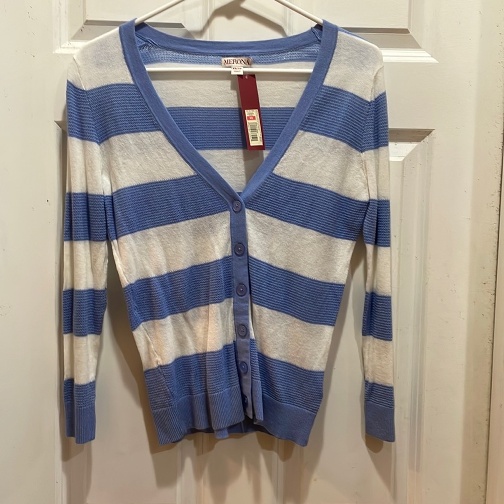 Blue and White Striped Cardigan - Merona - XS - NWT